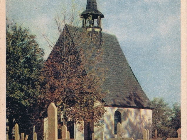 Kaplica na cmentarzu wojskowym - pocztowka z lat okupacji niemieckiej